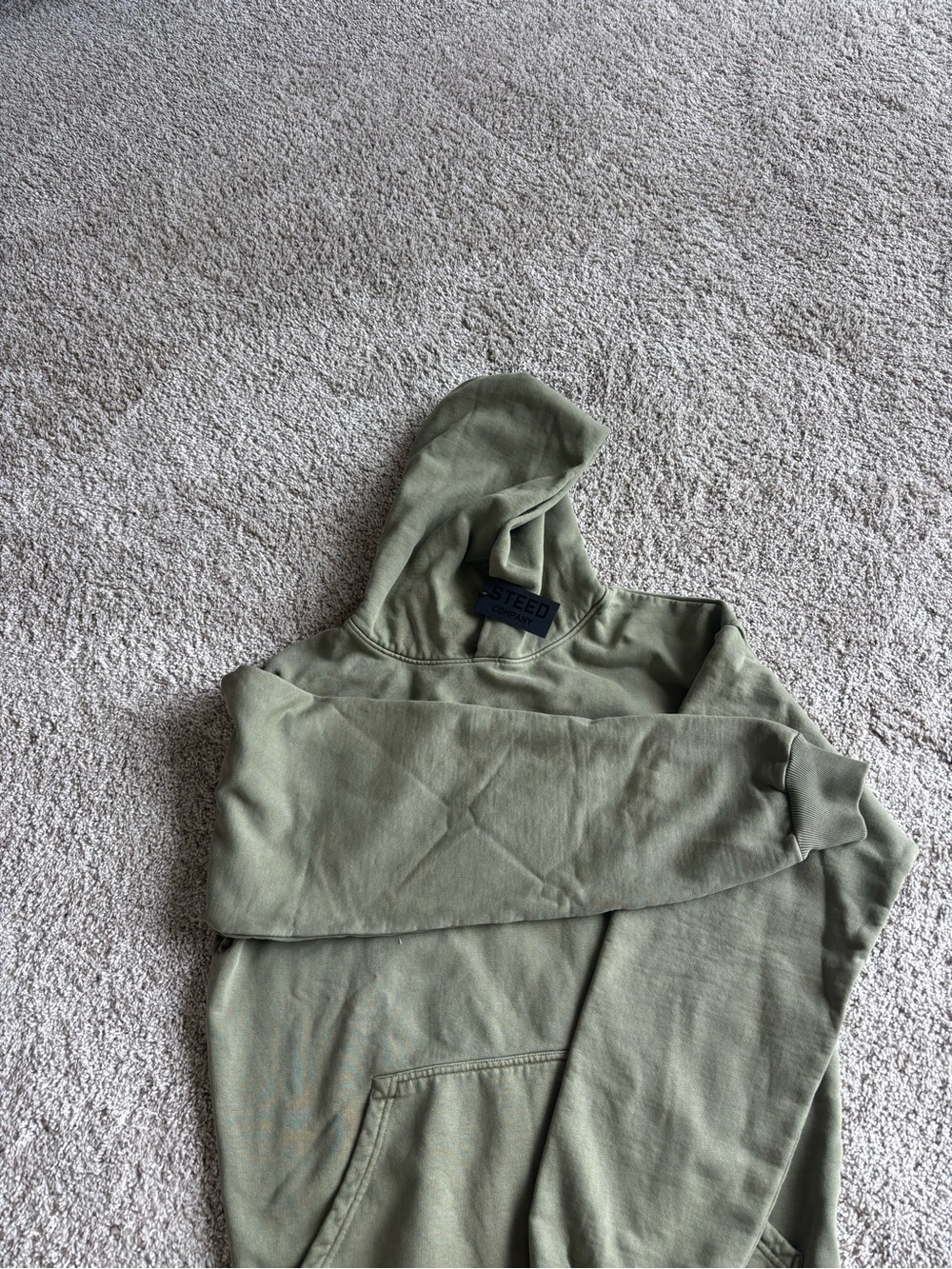 Women's Olive Green Crewneck Sweater with Hood